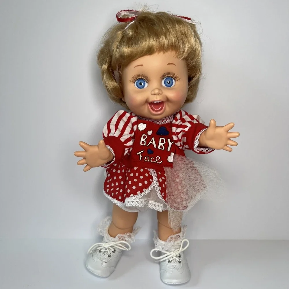 Vintage 1990 Galoob Baby Face So Playful Penny #10 Blue Eyes Red Outfit
